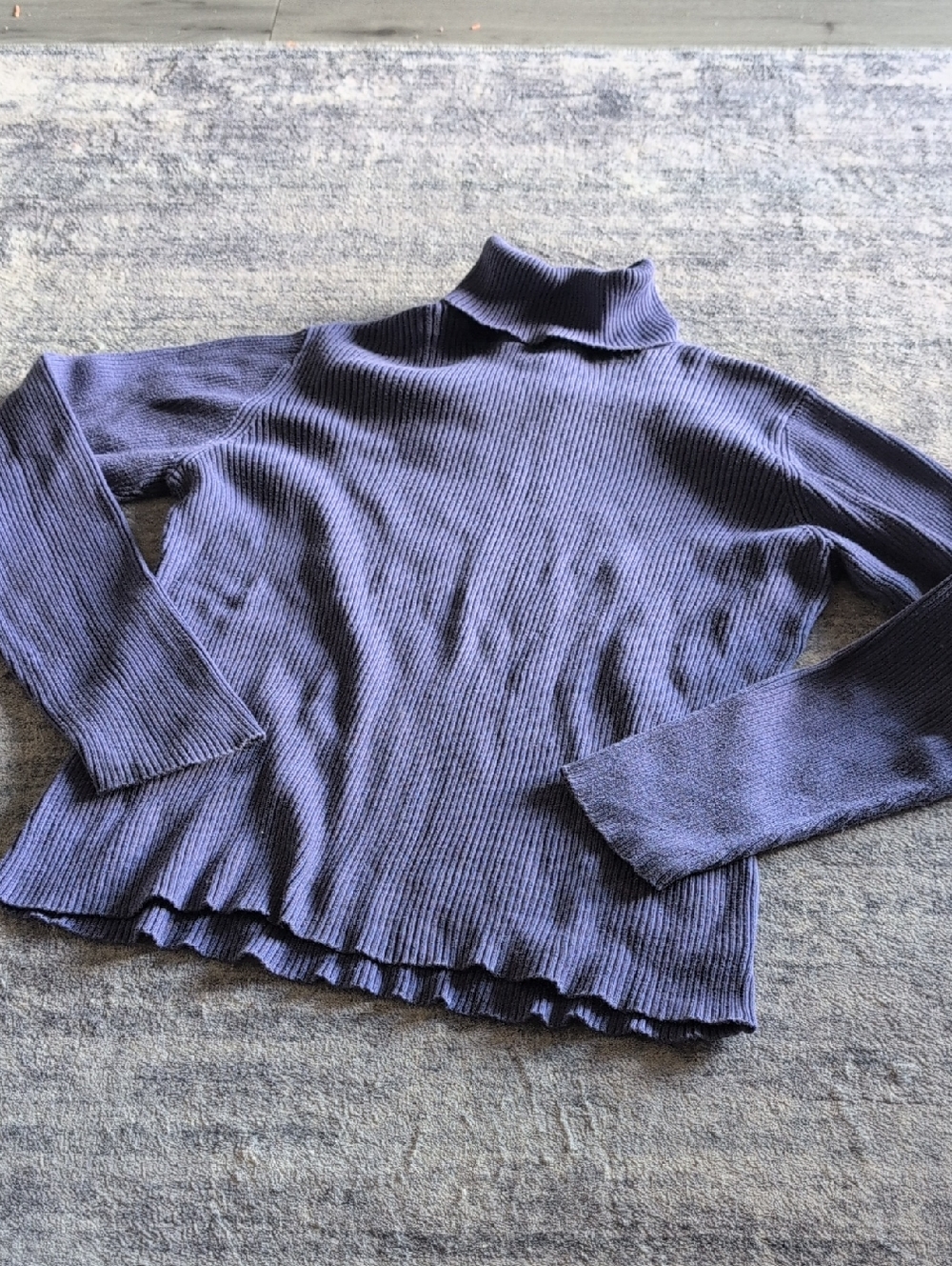 Style & Co. Petite Ribbed Turtleneck Sweater in Dusty Blue